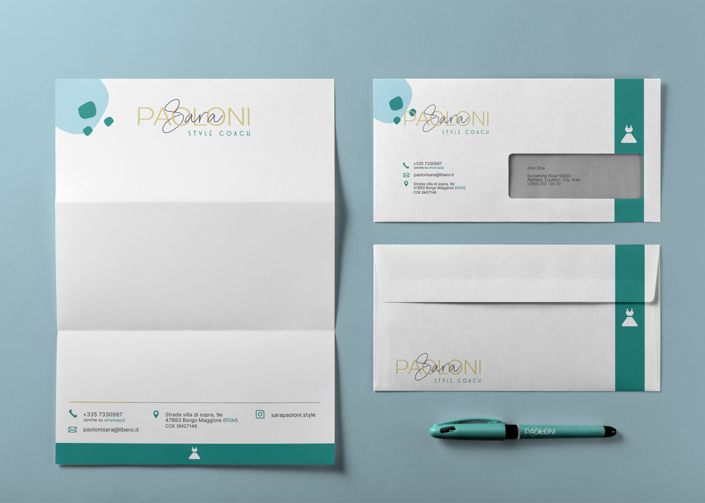 A4 Letterhead and DL Envelop with Pen PSD Mockup